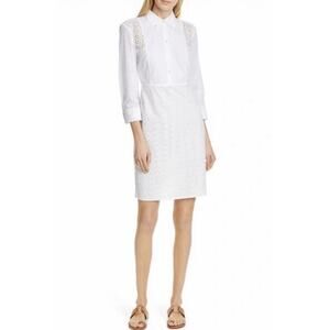 Tory Burch Patchwork Eyelet Dress Size 6 New Ivory White Classic Timeless